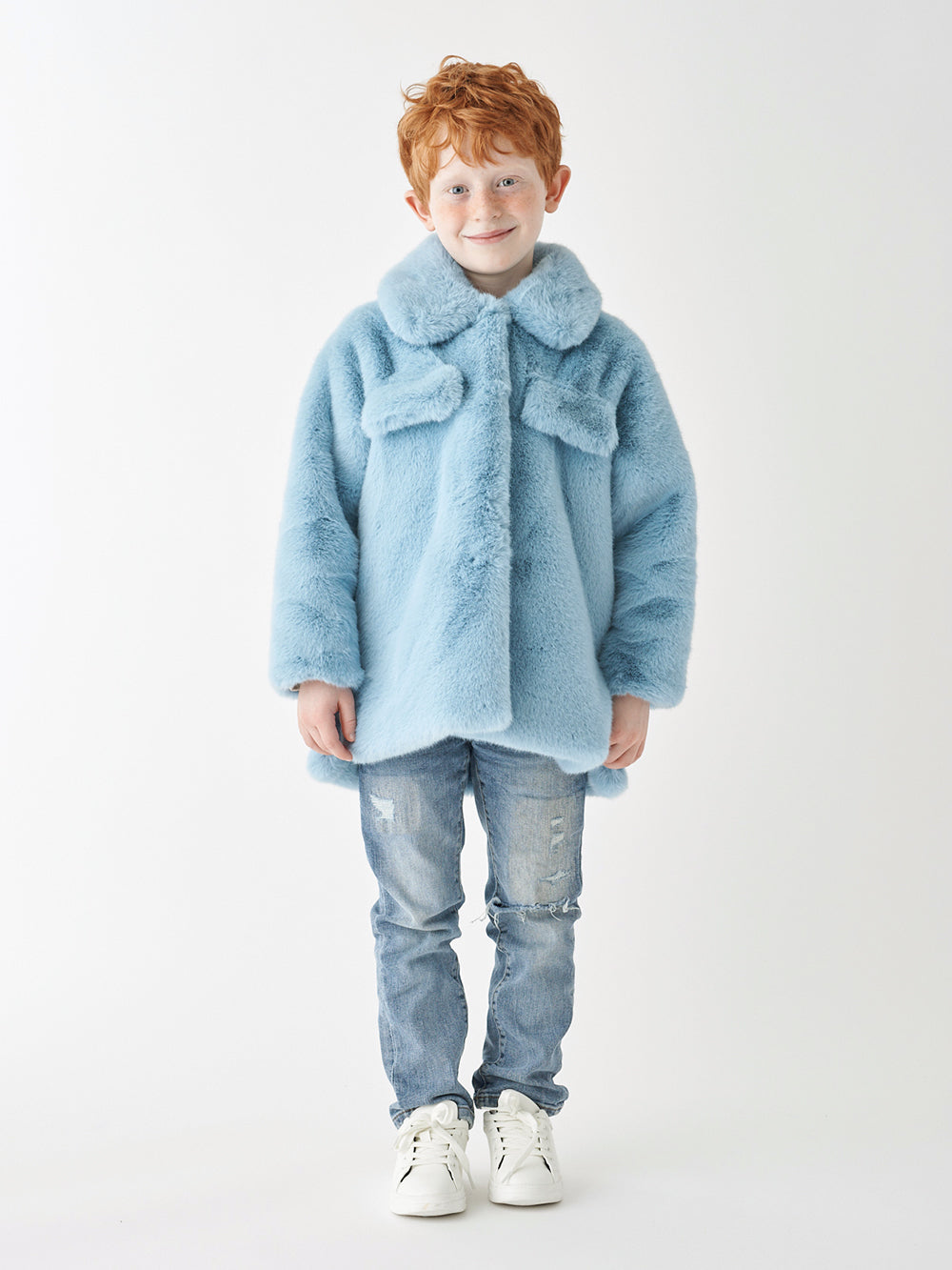 Kids grey fur coat online