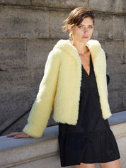 FAUX FUR BIEN HOODED SHORT JACKET