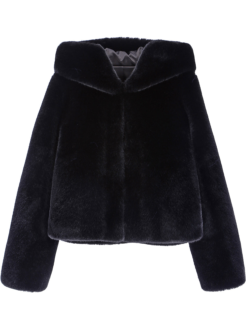 FAUX FUR BIEN HOODED SHORT JACKET