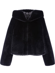 FAUX FUR BIEN HOODED SHORT JACKET