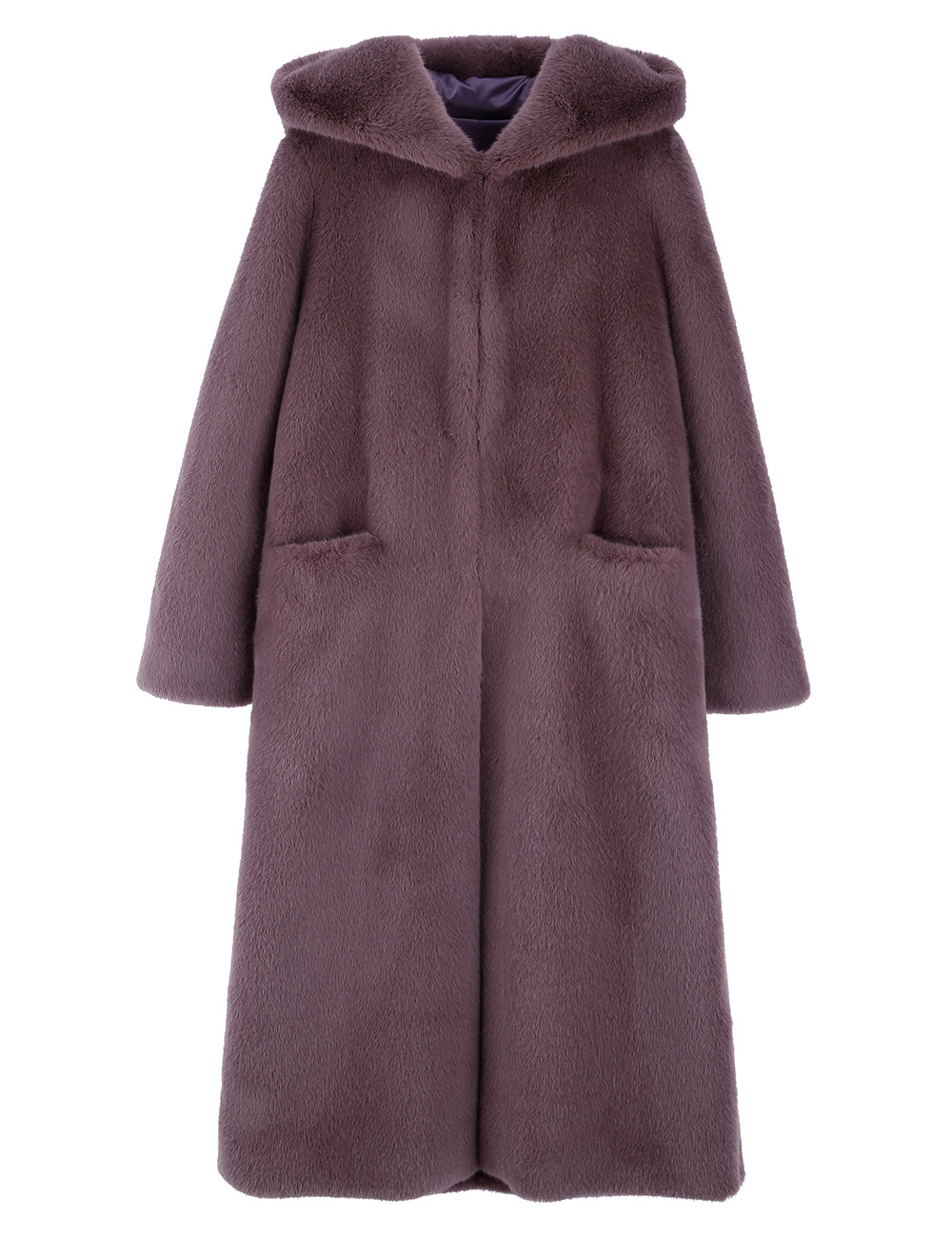 FAUX FUR LAON HOODED MAXI COAT