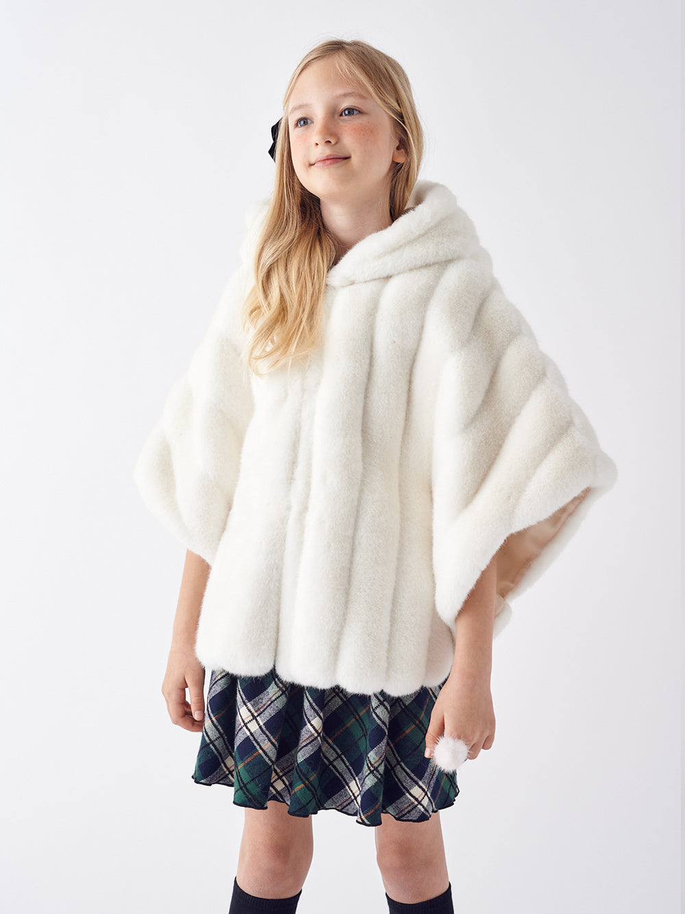 KIDS FAUX FUR HE PONCHO