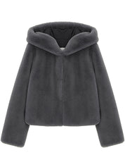 FAUX FUR BIEN HOODED SHORT JACKET