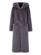 FAUX FUR LAON HOODED MAXI COAT