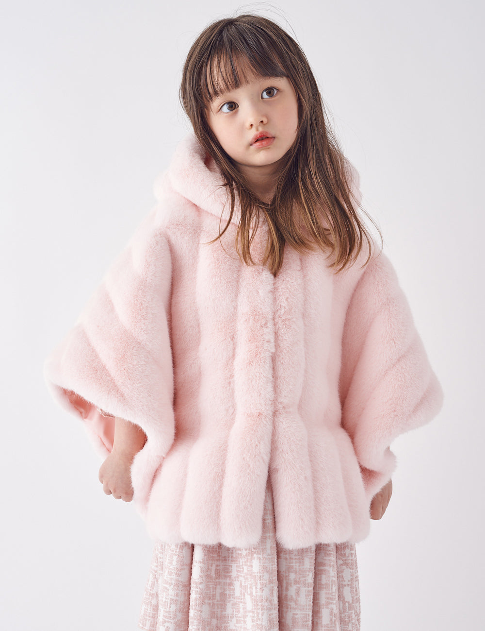 KIDS FAUX FUR HE PONCHO