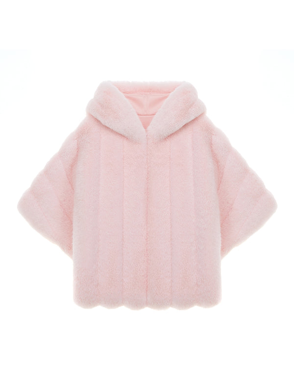 KIDS FAUX FUR HE PONCHO