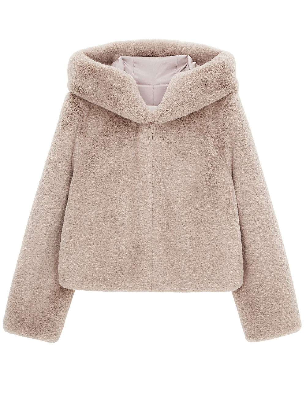 FAUX FUR BIEN HOODED SHORT JACKET