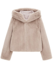 FAUX FUR BIEN HOODED SHORT JACKET