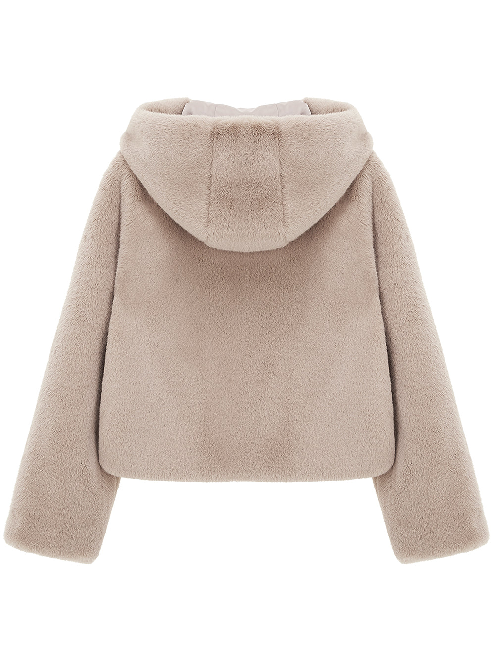 FAUX FUR BIEN HOODED SHORT JACKET