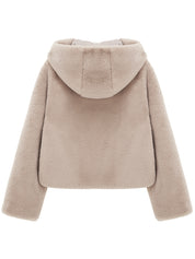 FAUX FUR BIEN HOODED SHORT JACKET