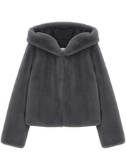 FAUX FUR BIEN HOODED SHORT JACKET