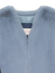 FAUX FUR TIED KITTEN RIBBON VEST