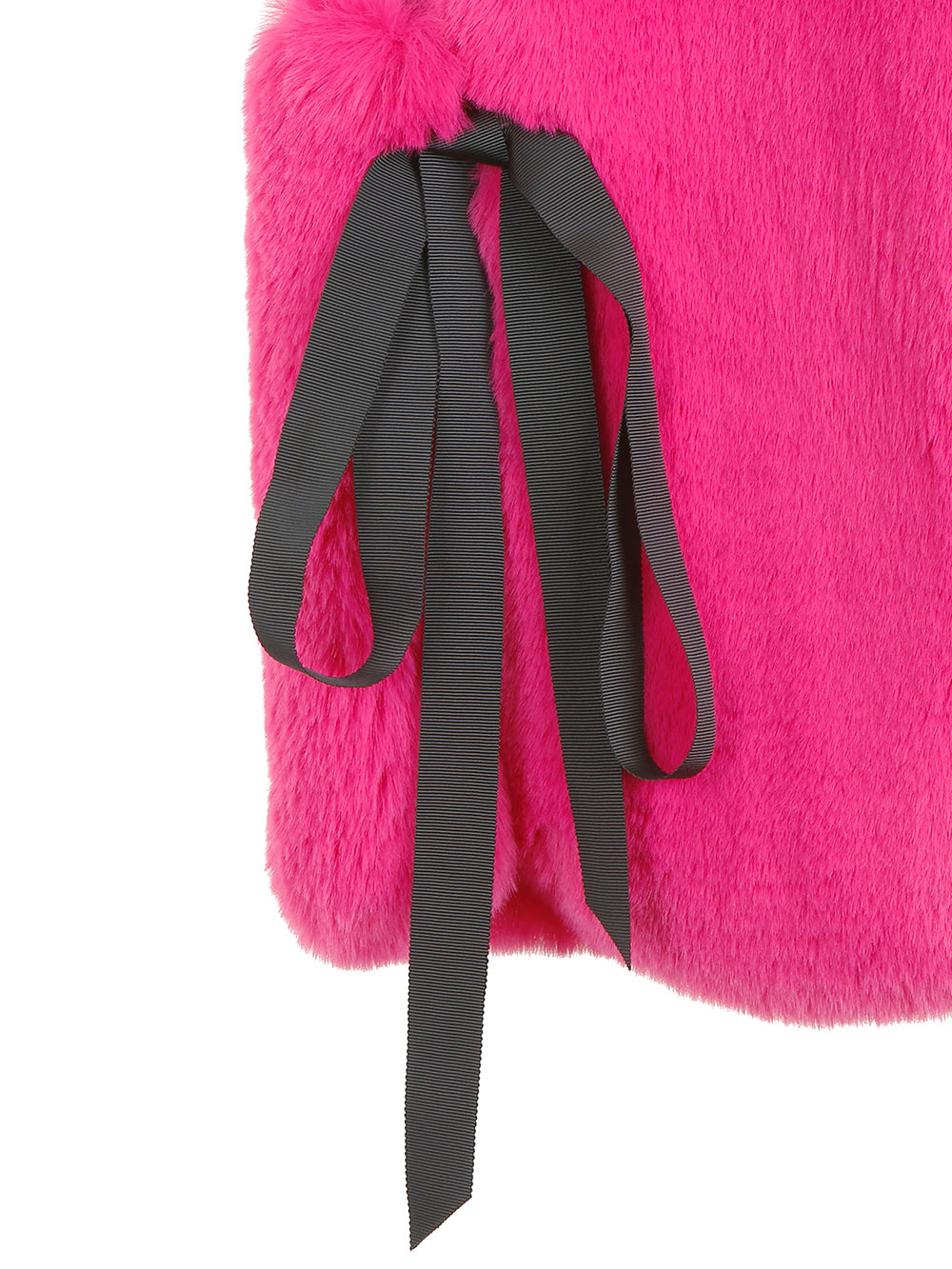 FAUX FUR TIED KITTEN RIBBON VEST