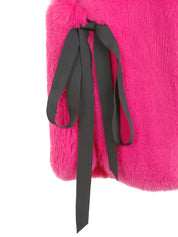 FAUX FUR TIED KITTEN RIBBON VEST