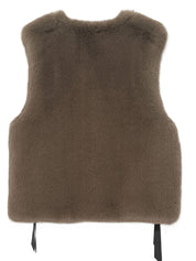 FAUX FUR TIED KITTEN RIBBON VEST