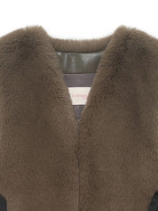 FAUX FUR TIED KITTEN RIBBON VEST