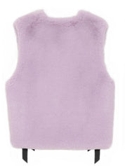 FAUX FUR TIED KITTEN RIBBON VEST