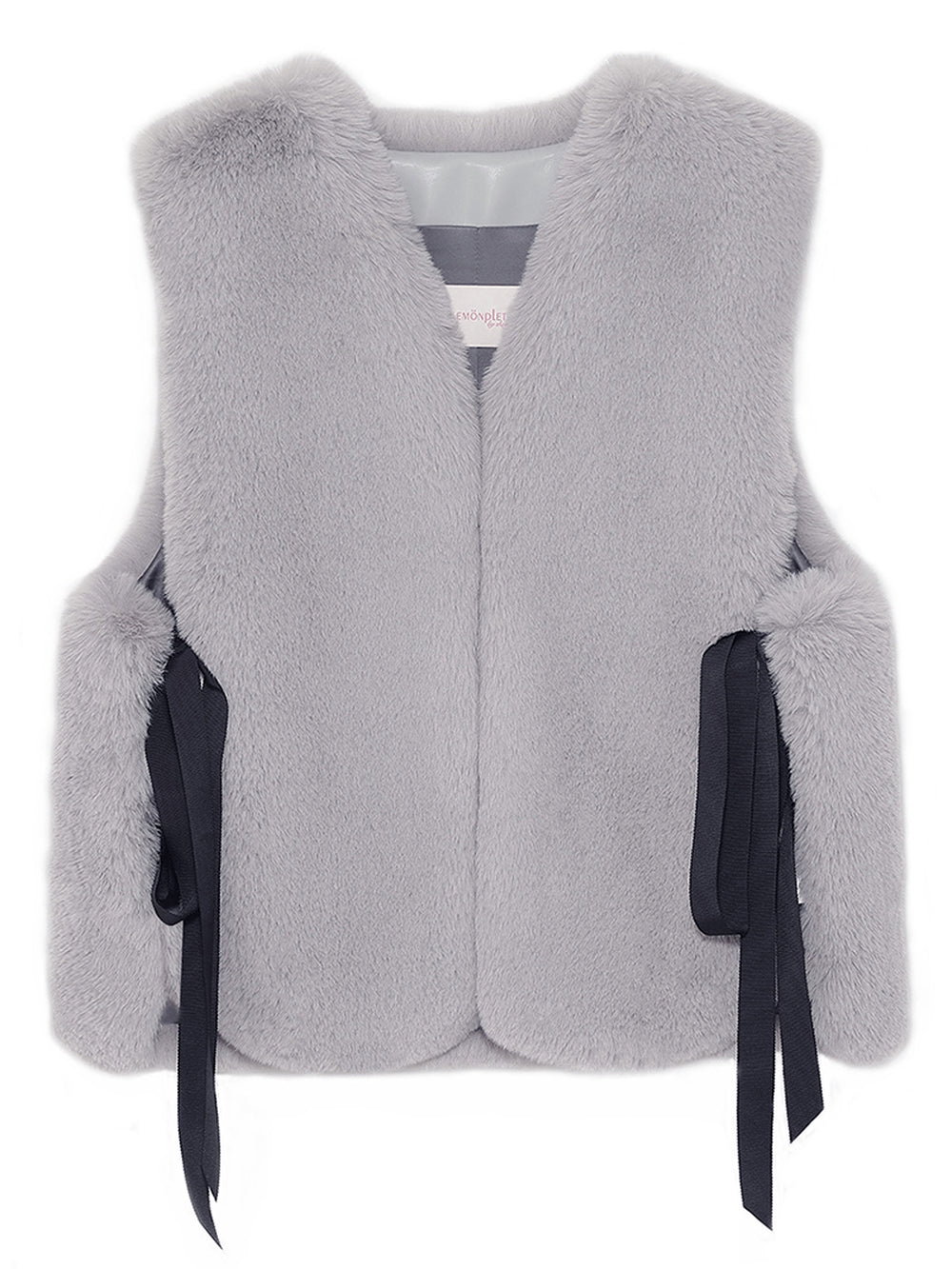 FAUX FUR TIED KITTEN RIBBON VEST