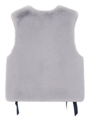 FAUX FUR TIED KITTEN RIBBON VEST