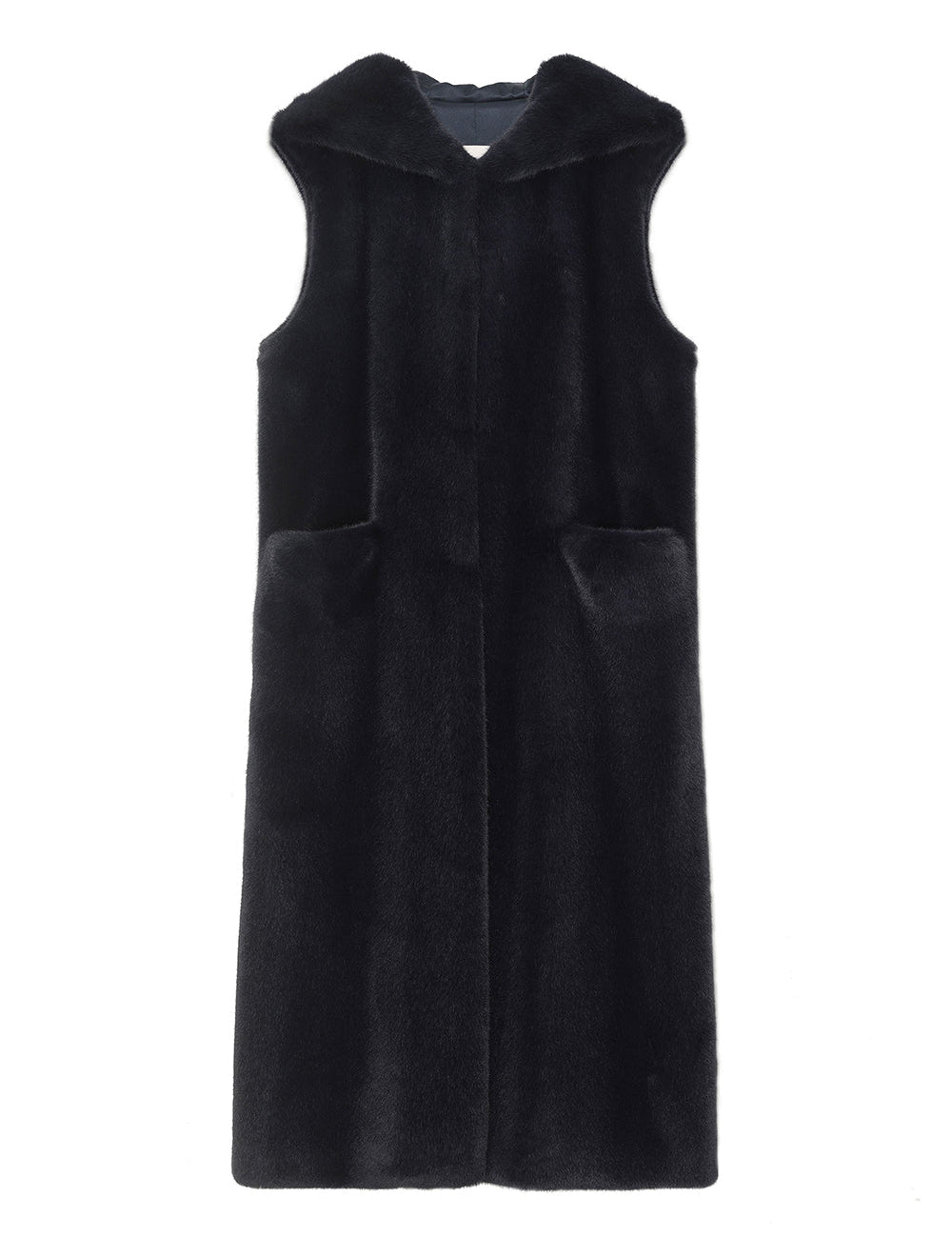 FAUX FUR LAON HOODED MAXI VEST