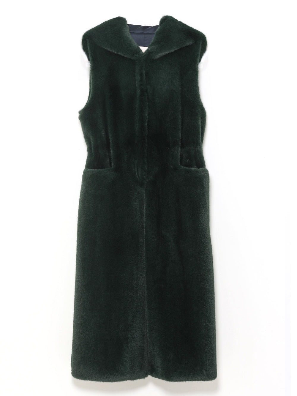 FAUX FUR LAON HOODED MAXI VEST