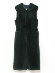 FAUX FUR LAON HOODED MAXI VEST