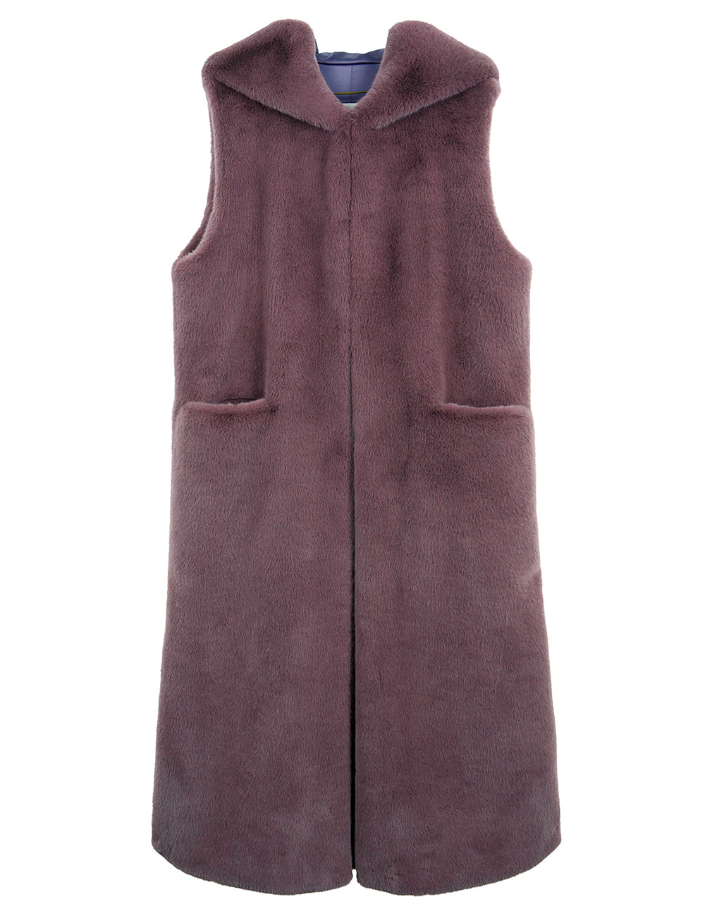 FAUX FUR LAON HOODED MAXI VEST