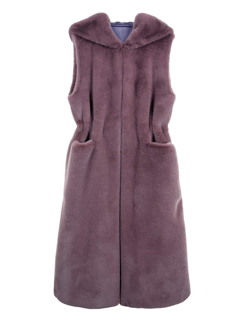 FAUX FUR LAON HOODED MAXI VEST