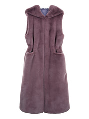 FAUX FUR LAON HOODED MAXI VEST