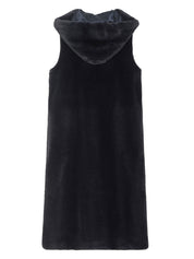FAUX FUR LAON HOODED MAXI VEST
