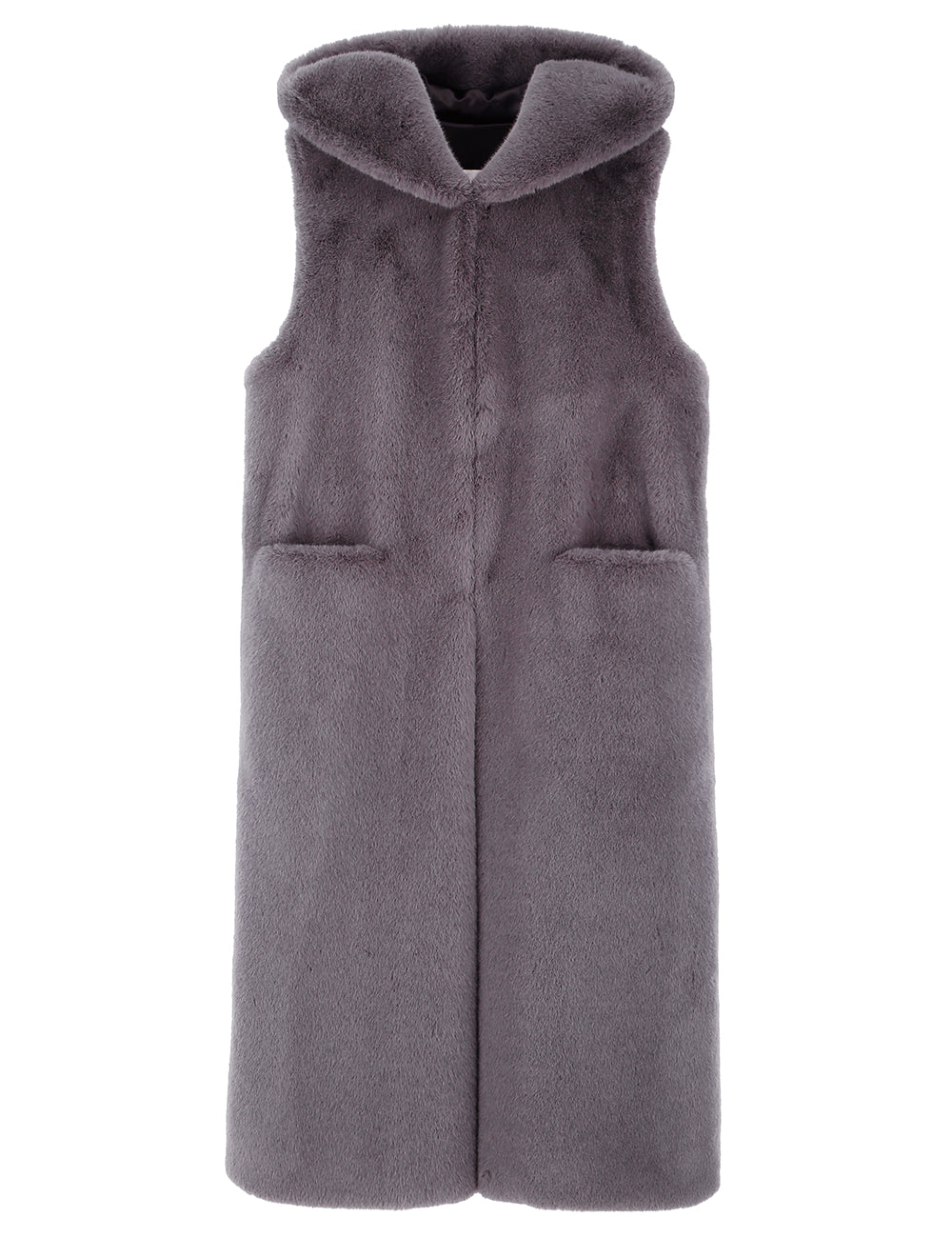 FAUX FUR LAON HOODED MAXI VEST