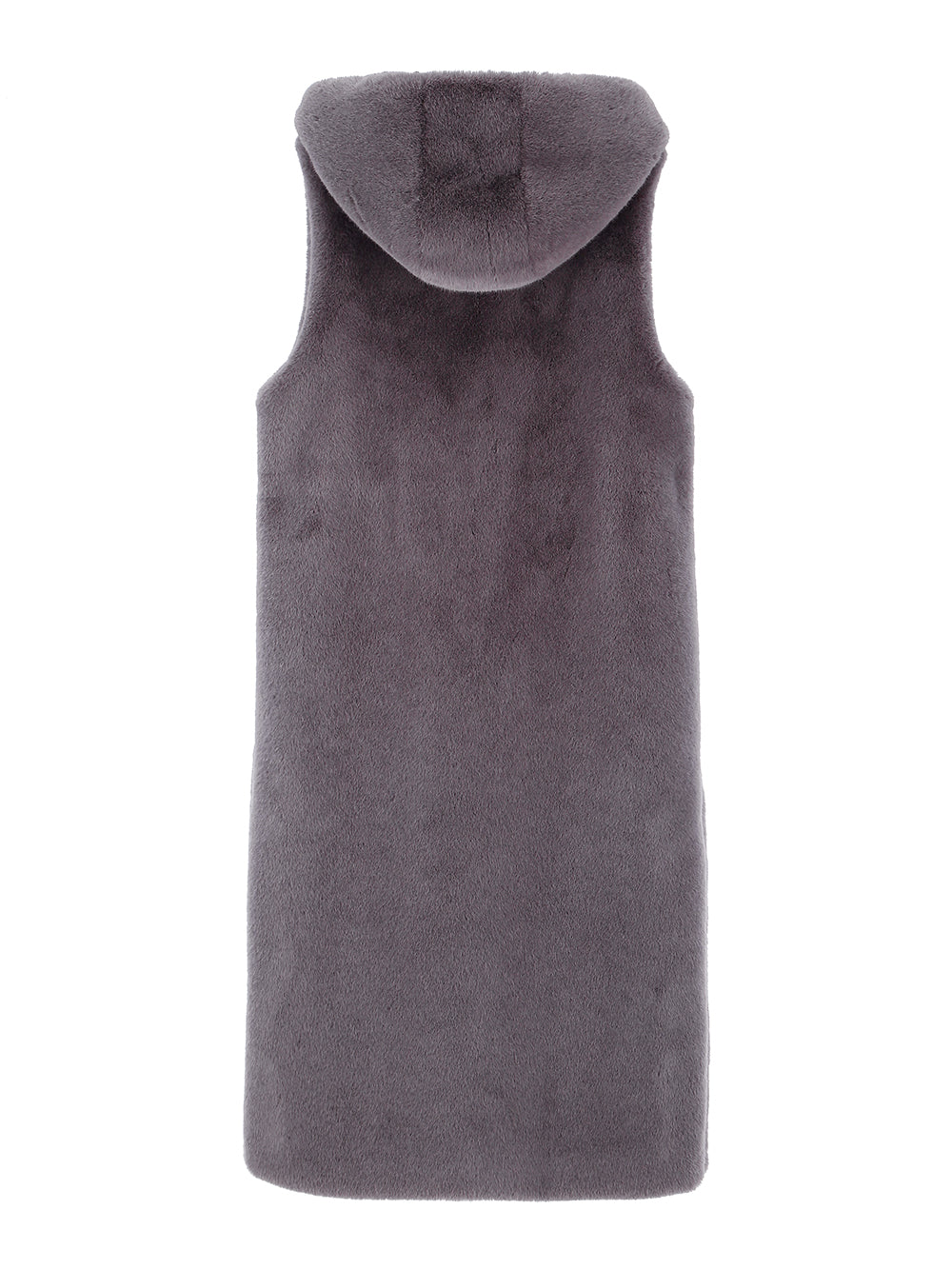 FAUX FUR LAON HOODED MAXI VEST