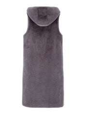 FAUX FUR LAON HOODED MAXI VEST