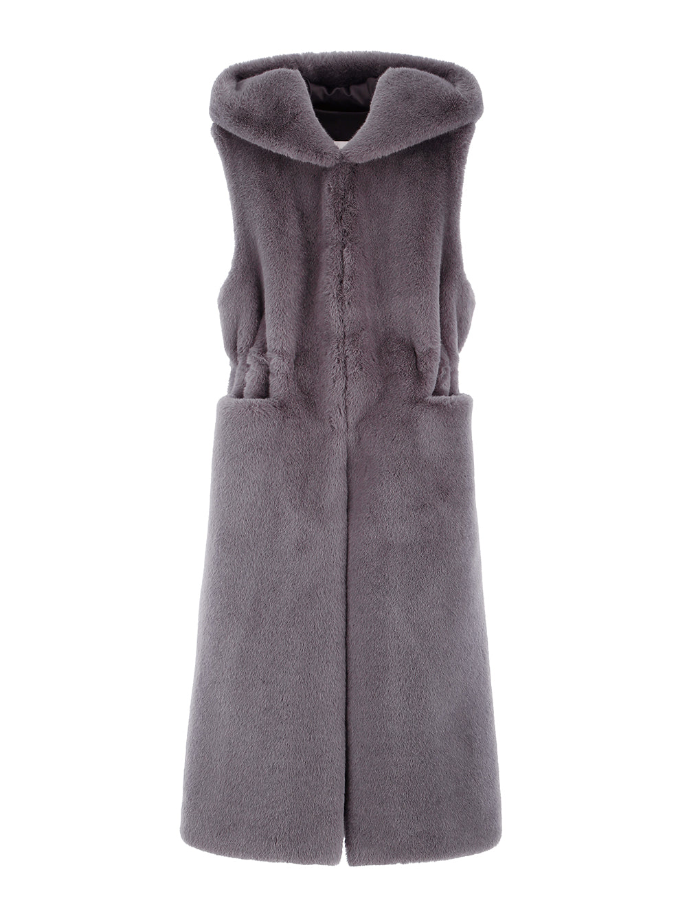 FAUX FUR LAON HOODED MAXI VEST