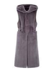 FAUX FUR LAON HOODED MAXI VEST
