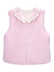 [REFURB] FAUX FUR KIRE LACE DETAIL VEST