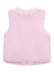 [REFURB] FAUX FUR KIRE LACE DETAIL VEST