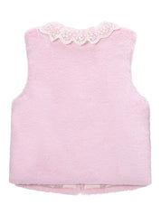 FAUX FUR KIRE LACE DETAIL VEST