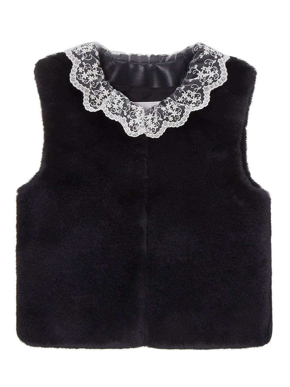 [REFURB] FAUX FUR KIRE LACE DETAIL VEST