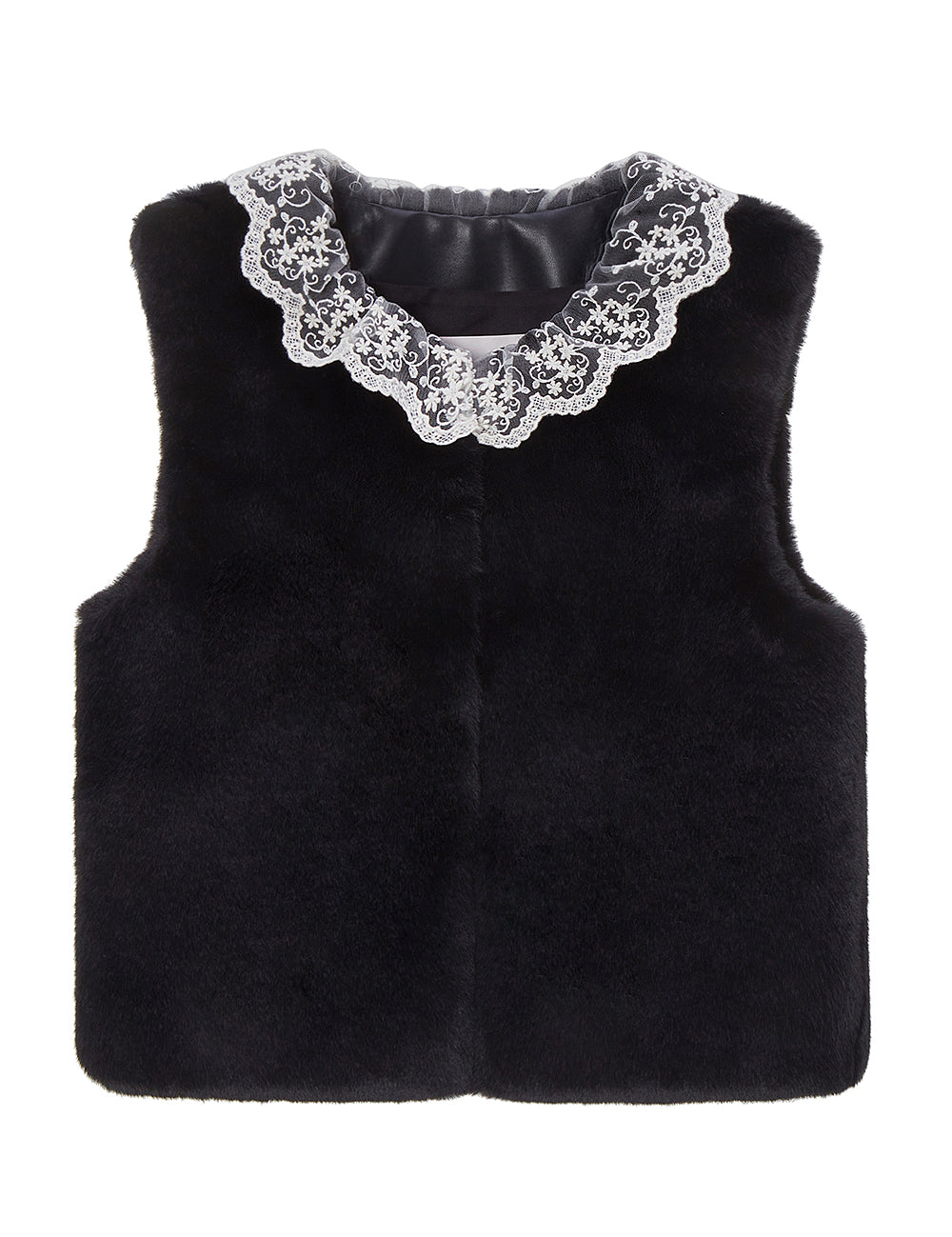 FAUX FUR KIRE LACE DETAIL VEST