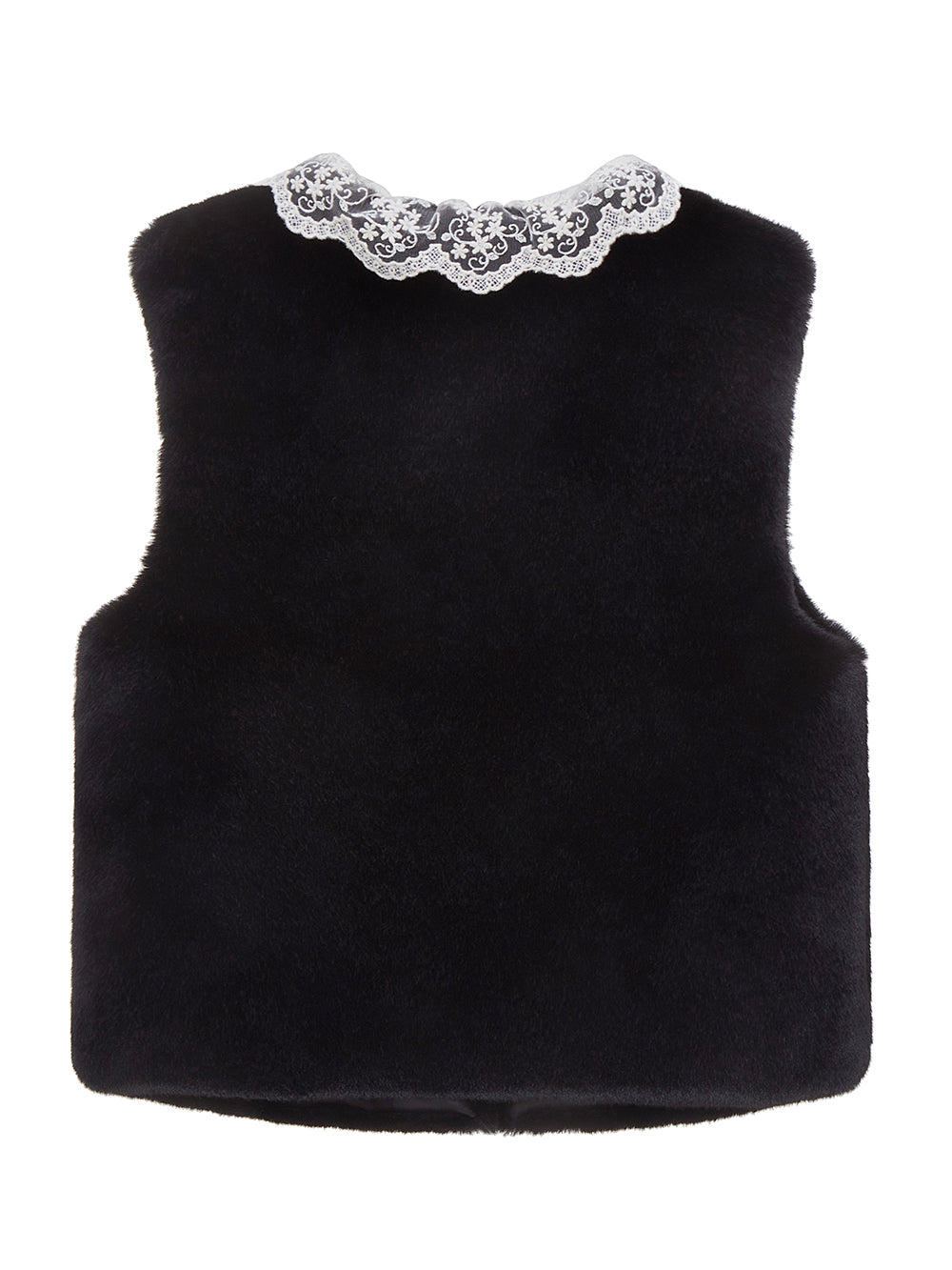 FAUX FUR KIRE LACE DETAIL VEST