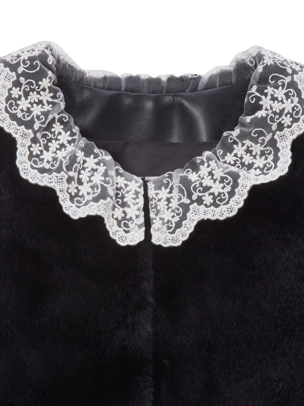 FAUX FUR KIRE LACE DETAIL VEST