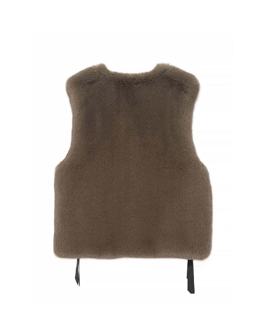 LEMONPLET レモンプレット  FAUX FUR KIRE LACE DETAIL VEST エコファーベスト レディース ブラック S S Lemonplet/レモンプレット｜上質なフェイクファーで、寒い冬を